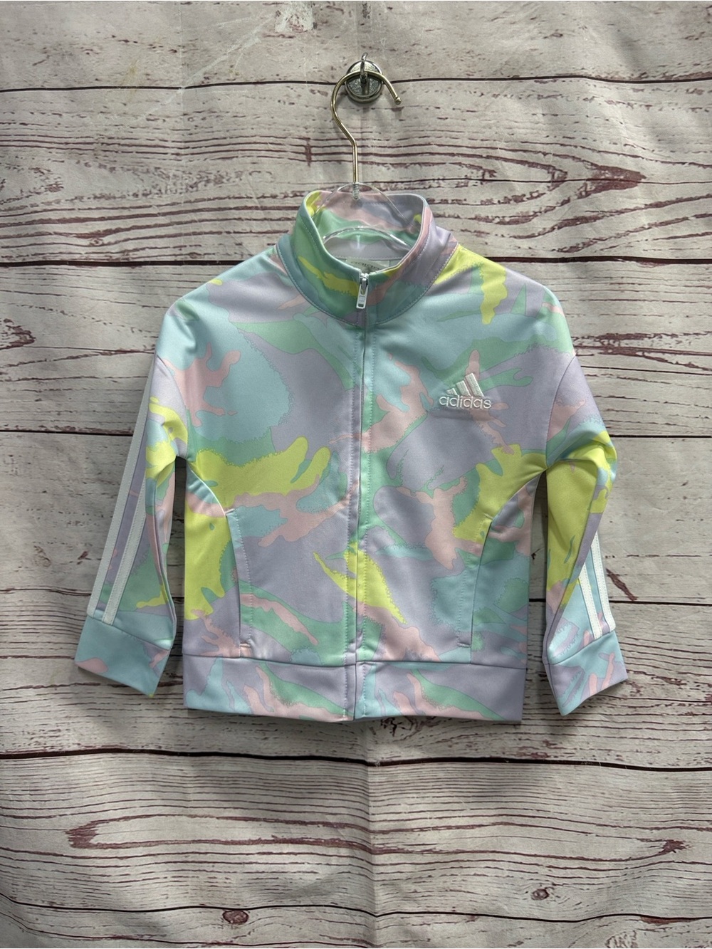adidas Kids Pastel Camo Jacket - Pink, Yellow, Light Blue Size 2t